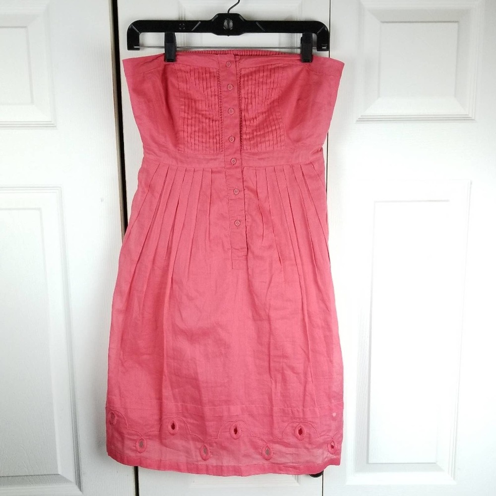 COPY - Maeve Pink Pintuck Cotton Eyelet Strapless…